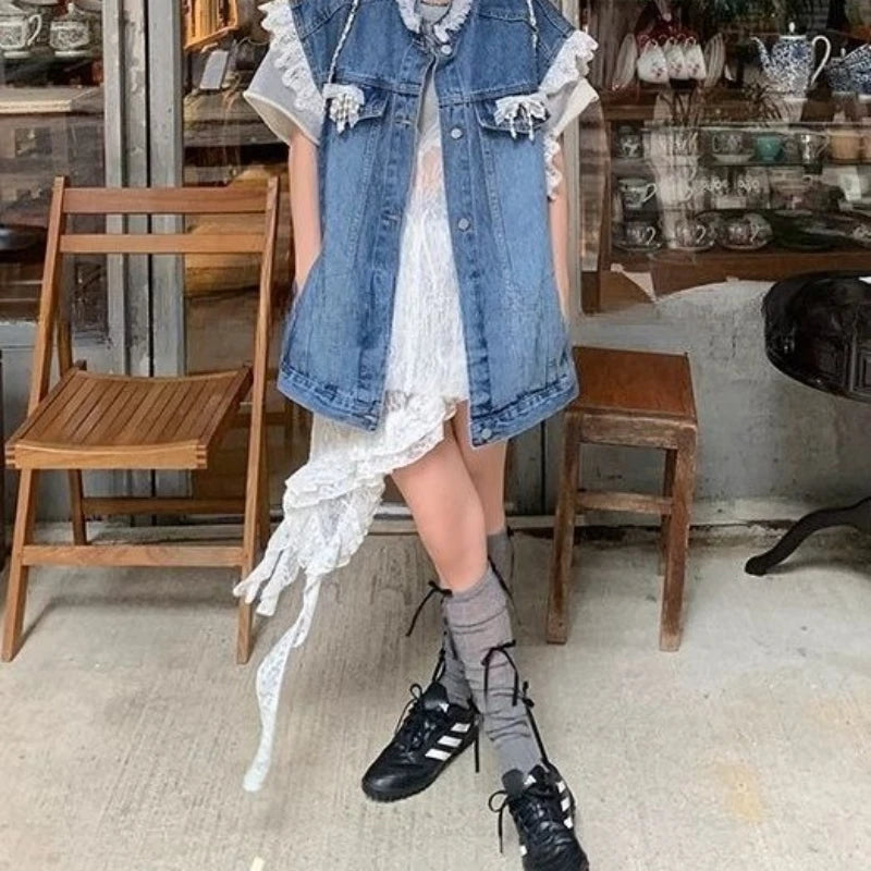 French Lace Denim Jacket