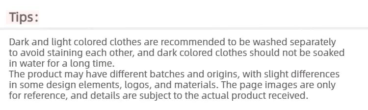 Care tips for washing dark and light clothes separately to prevent staining.