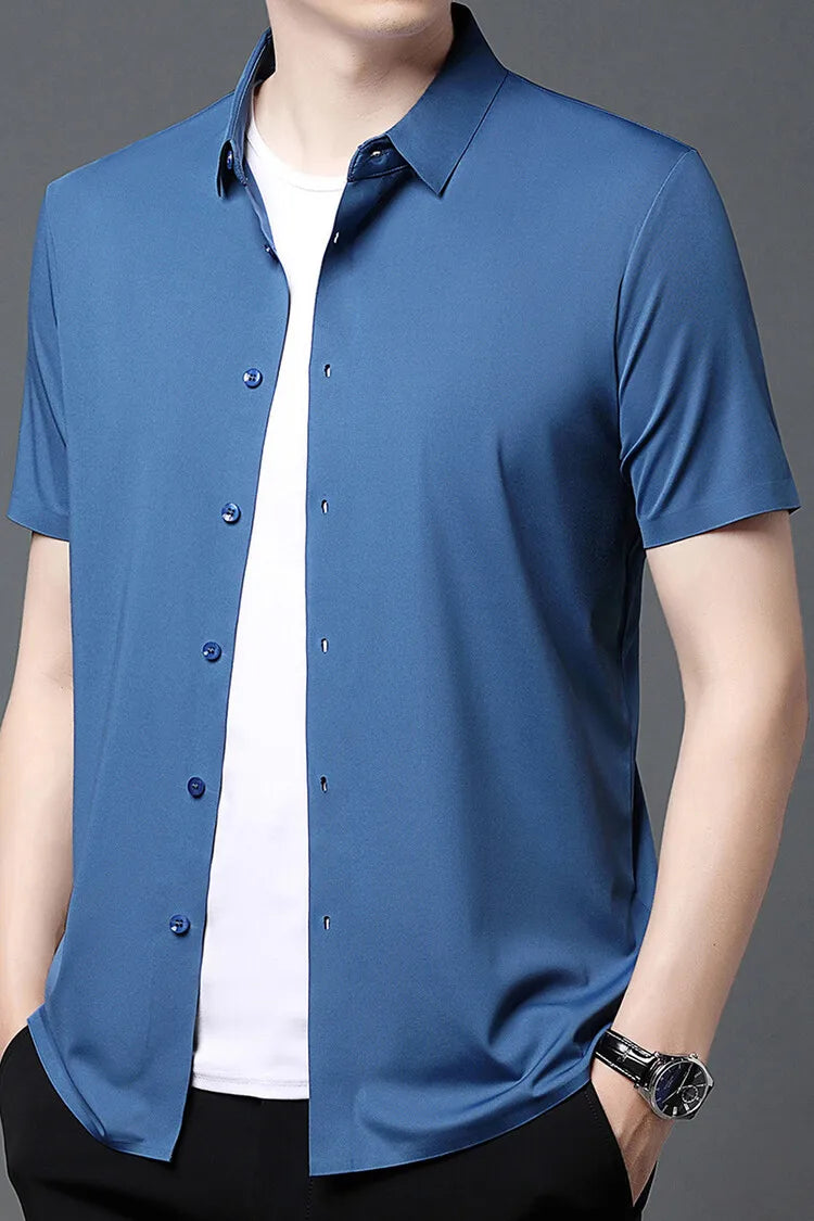 قميص رجالي مطاطي بأكمام قصيرة