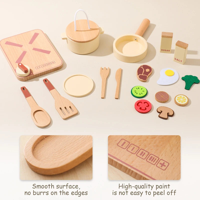 Wooden Kids Play Kitchen Set