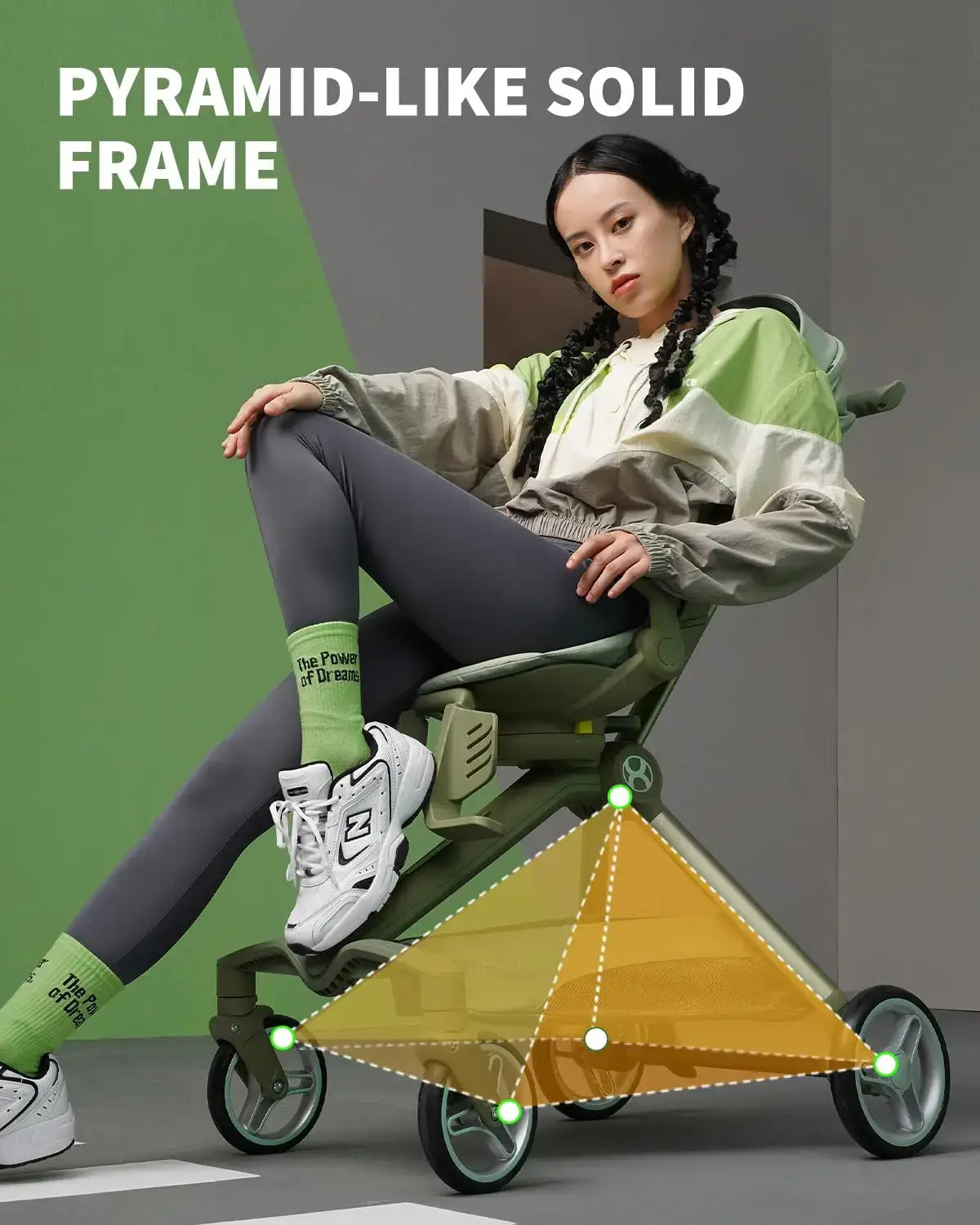 Baby Travel Stroller Mini ELF 2 showcasing its pyramid-like solid frame and lightweight design.