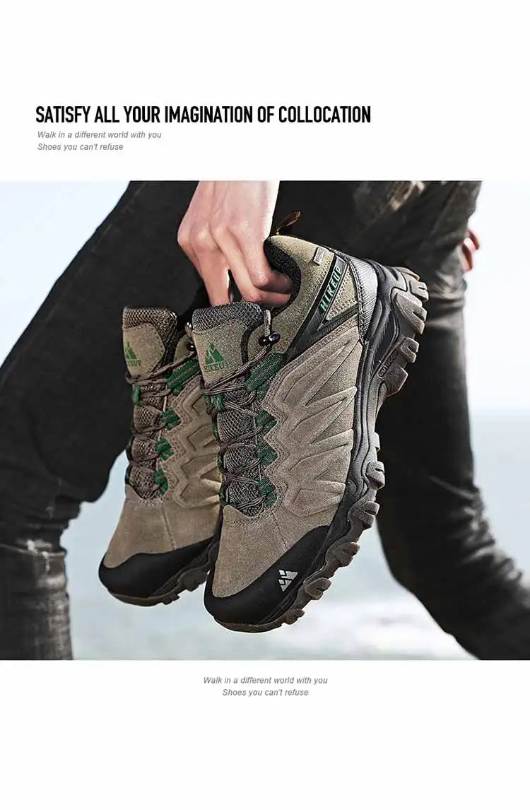 أحذية جلدية للرجال للمشي لمسافات طويلة في الهواء الطلق