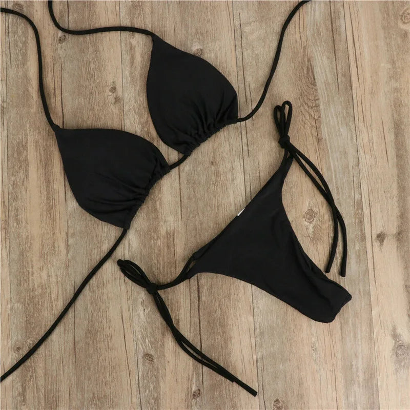 Halter Triangle Bikini Set