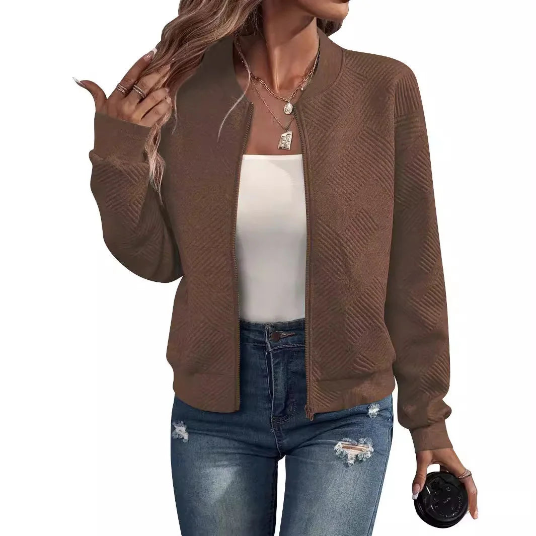 Casual Zipper Baseball Collar Women's Jacket