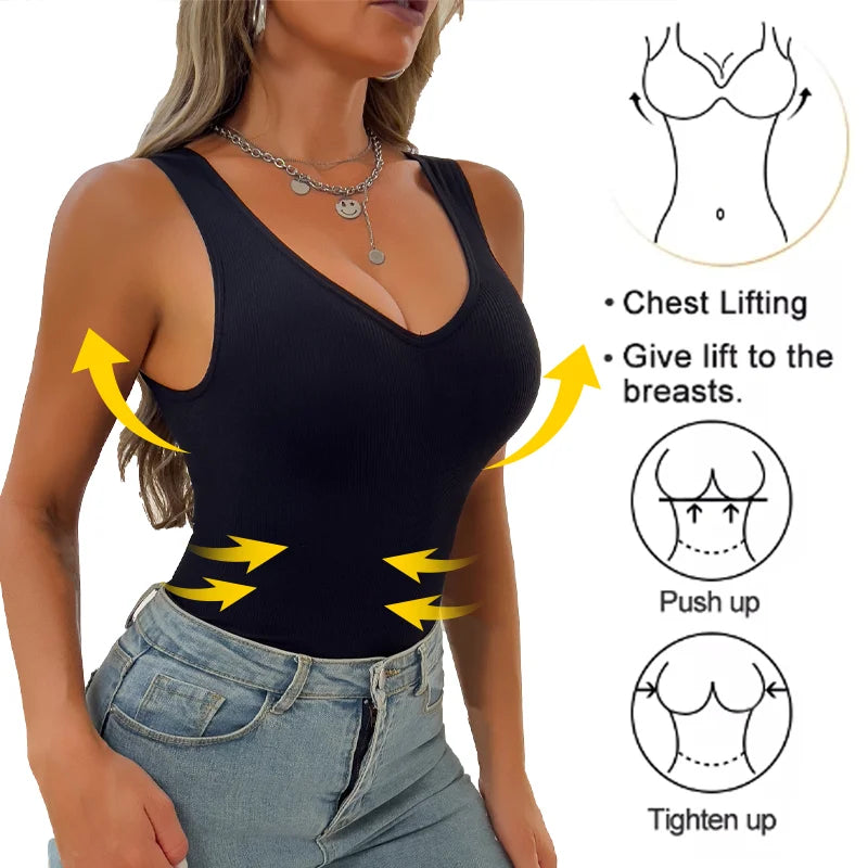 توب نسائي بدون أكمام بفتحة رقبة على شكل حرف V