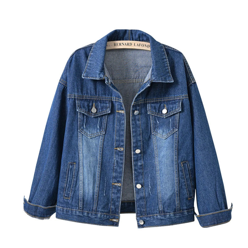Women's Single Breasted Denim Lapel Jacket