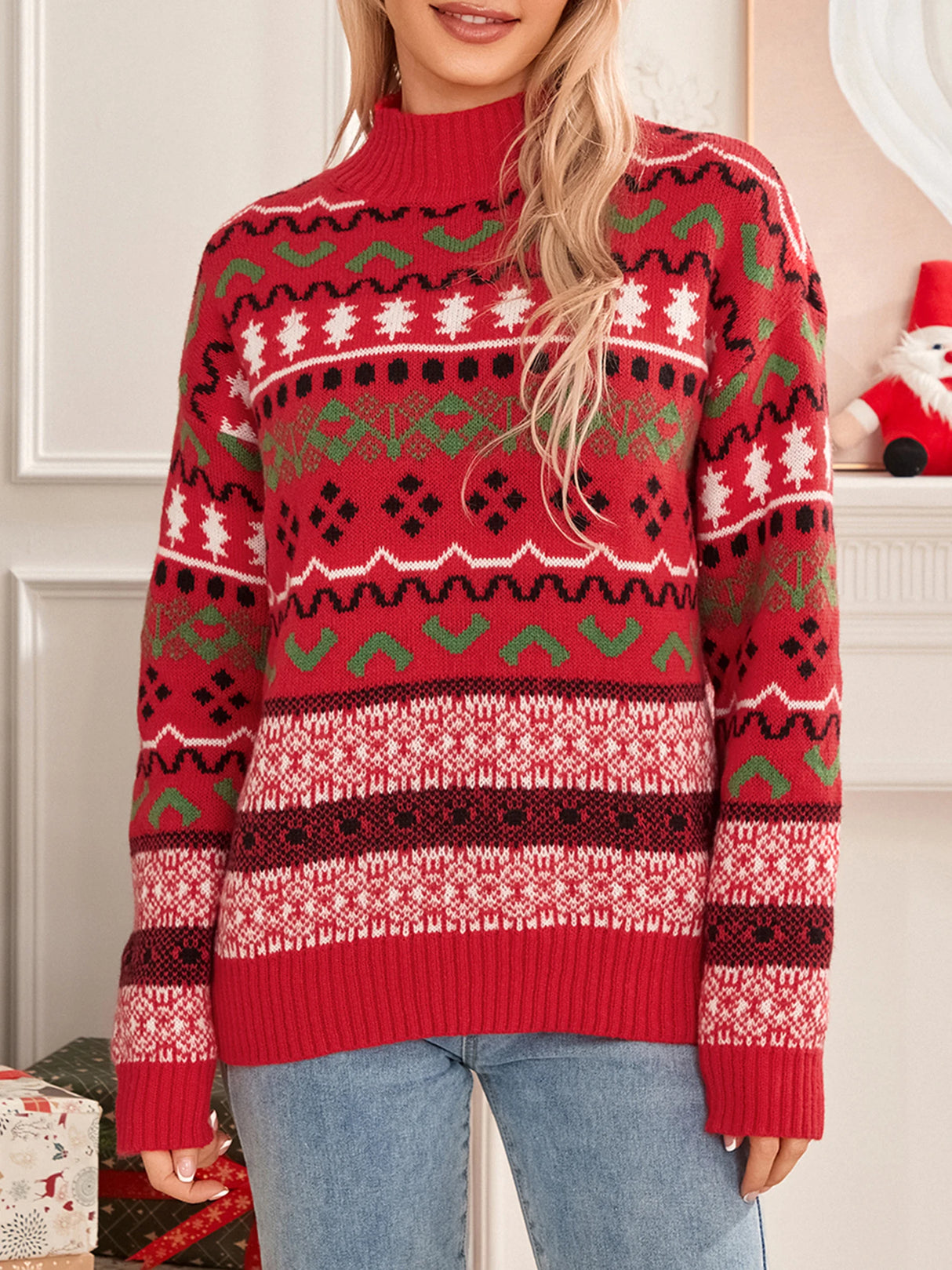 Women's Casual Striped Christmas Sweater