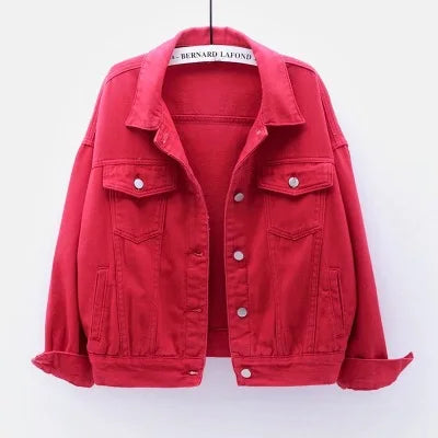Women’s Pure Color Lapel Denim Jacket