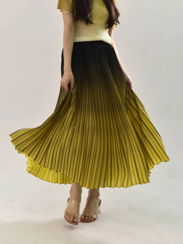 Women Gradient Pleated Skirt