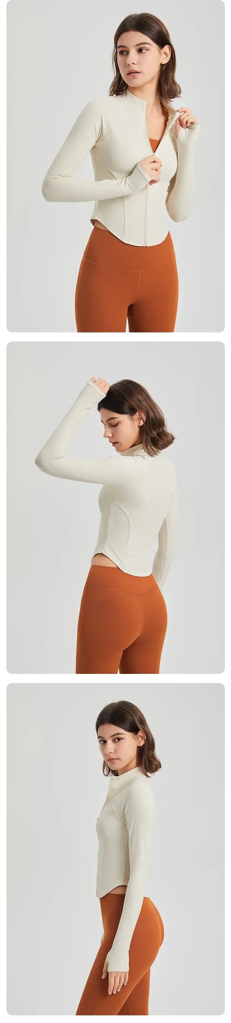 سترة رياضية نسائية ضيقة بسحاب لليوجا