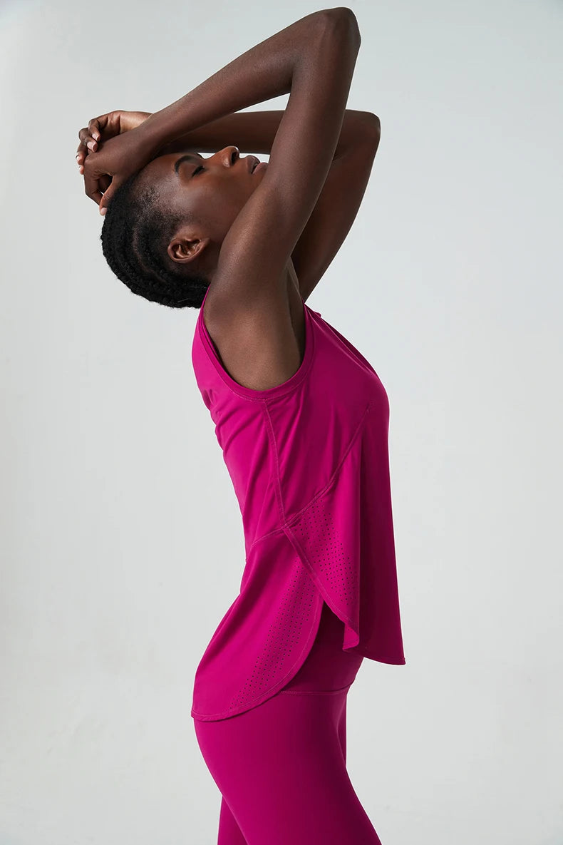 بلوزة رياضية نسائية فضفاضة بدون أكمام