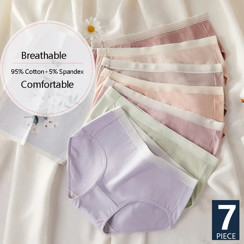 سراويل داخلية نسائية قطنية بفيونكة (7 قطع)