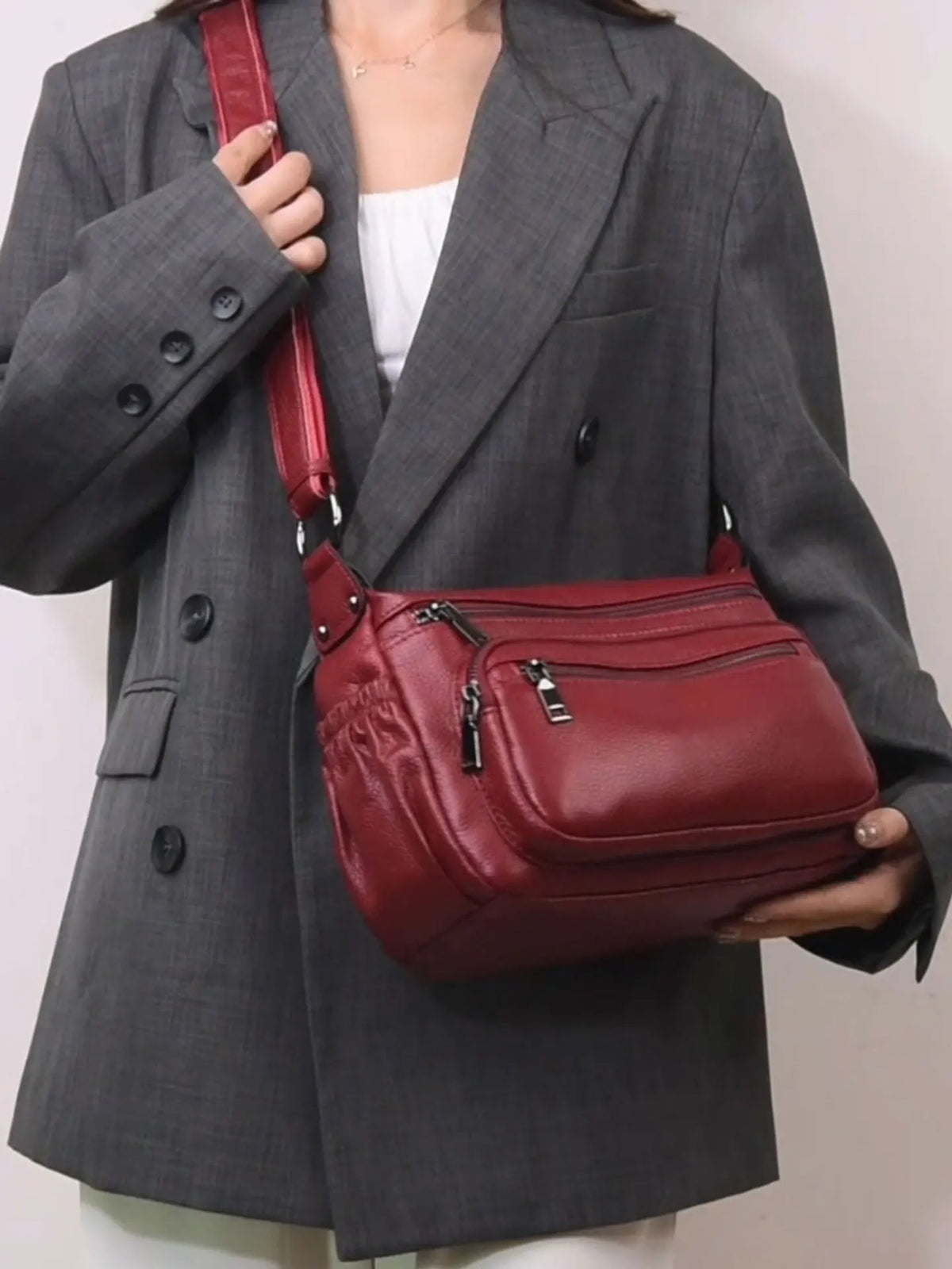 Structured Leather Crossbody Bag
