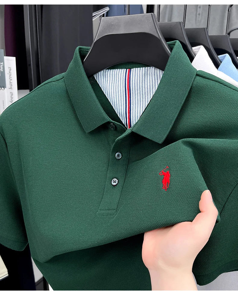 قميص بولو رجالي قطني مطرز