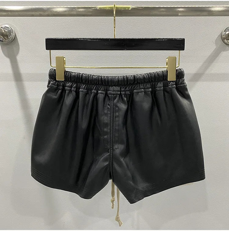 Women's PU Leather Black Shorts