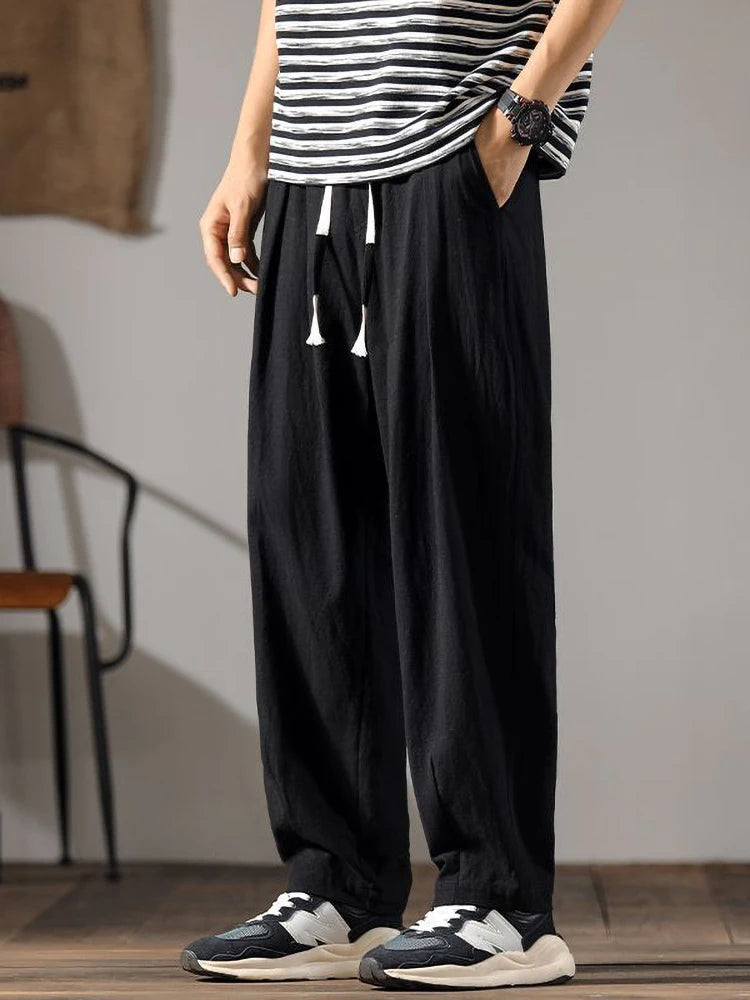 Men Wide Leg Linen Pants