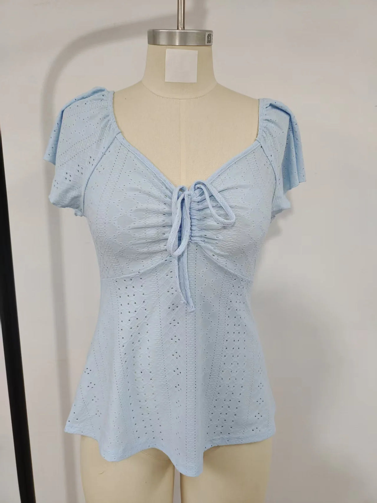 Luna Lace-Up V-Neck Blouse
