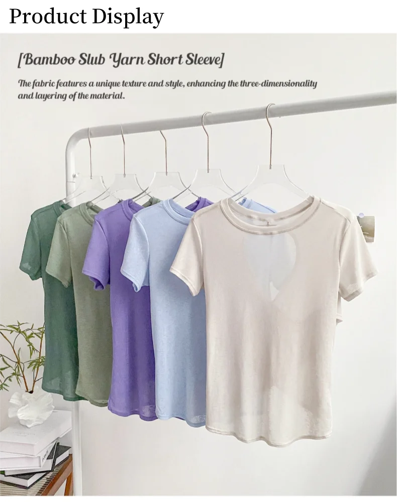 قميص يوغا قصير مفتوح الظهر للنساء