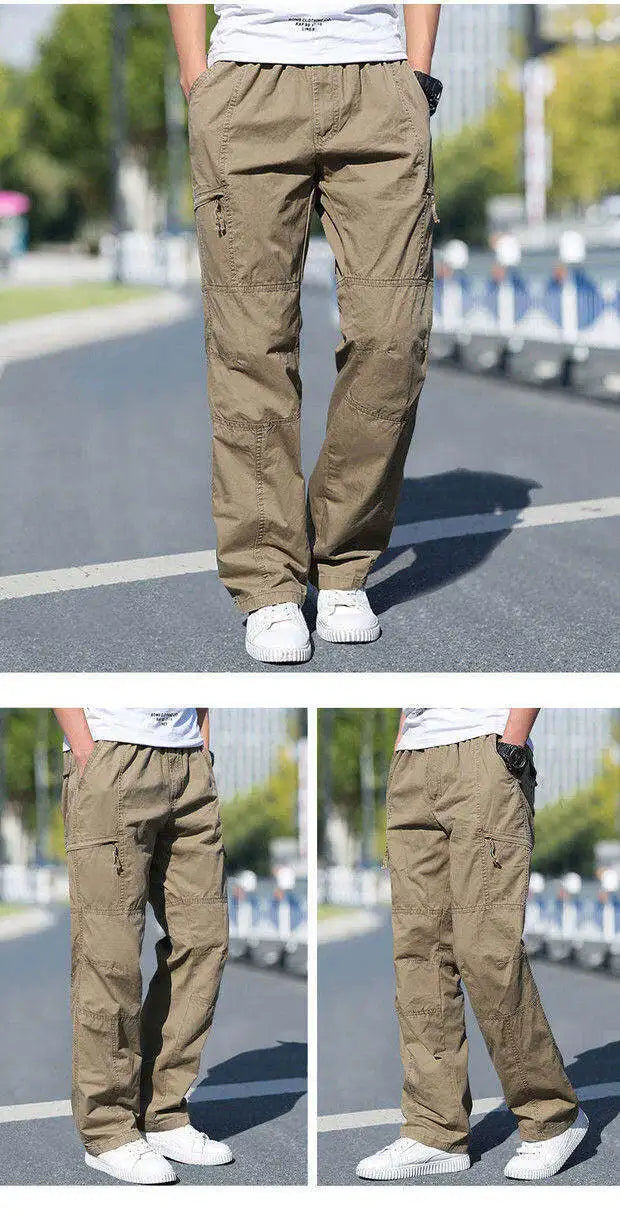 Men's Plus Size Cargo Pants – Black Cotton Joggers