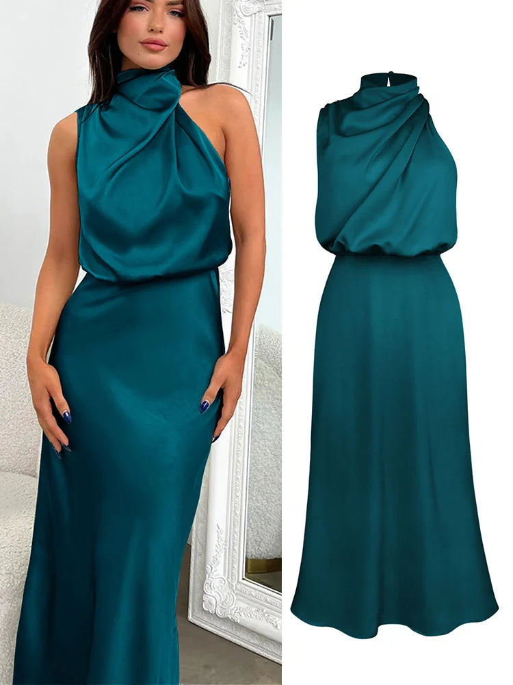Women's Silk Satin Evening Dress