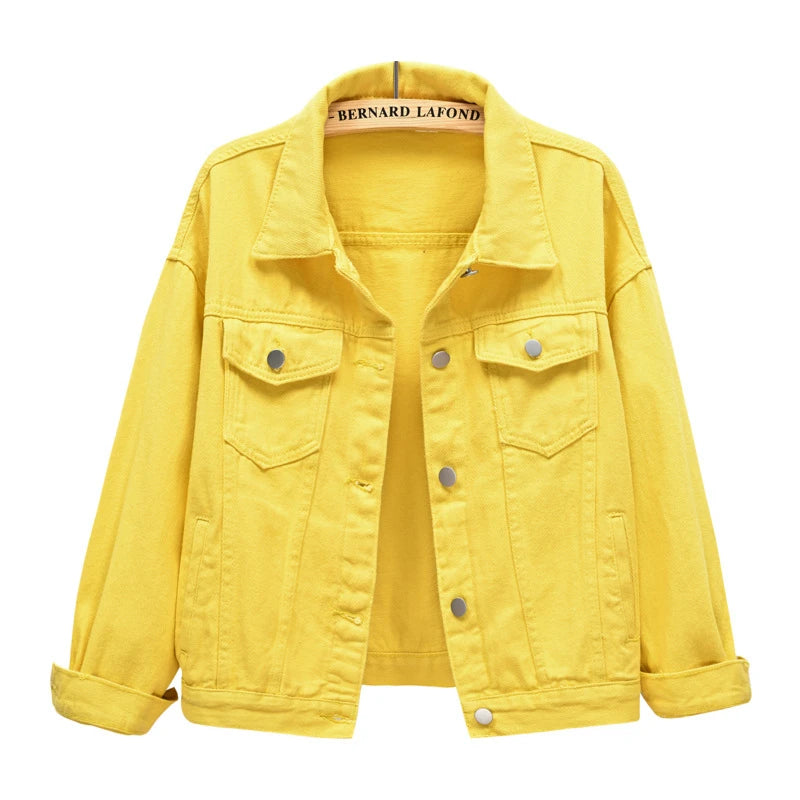 Women’s Pure Color Lapel Denim Jacket