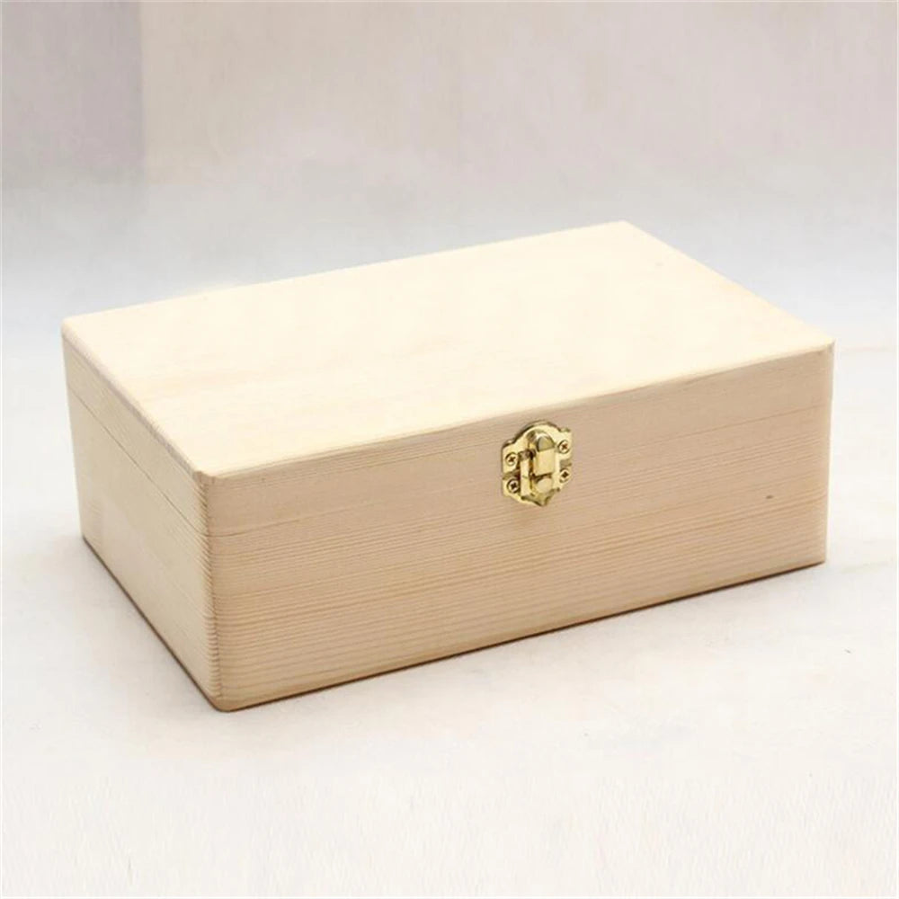 Wooden Storage Box with Lid & Lock