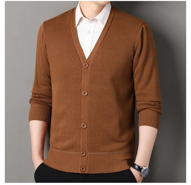 Men V-Neck Knit Cardigan