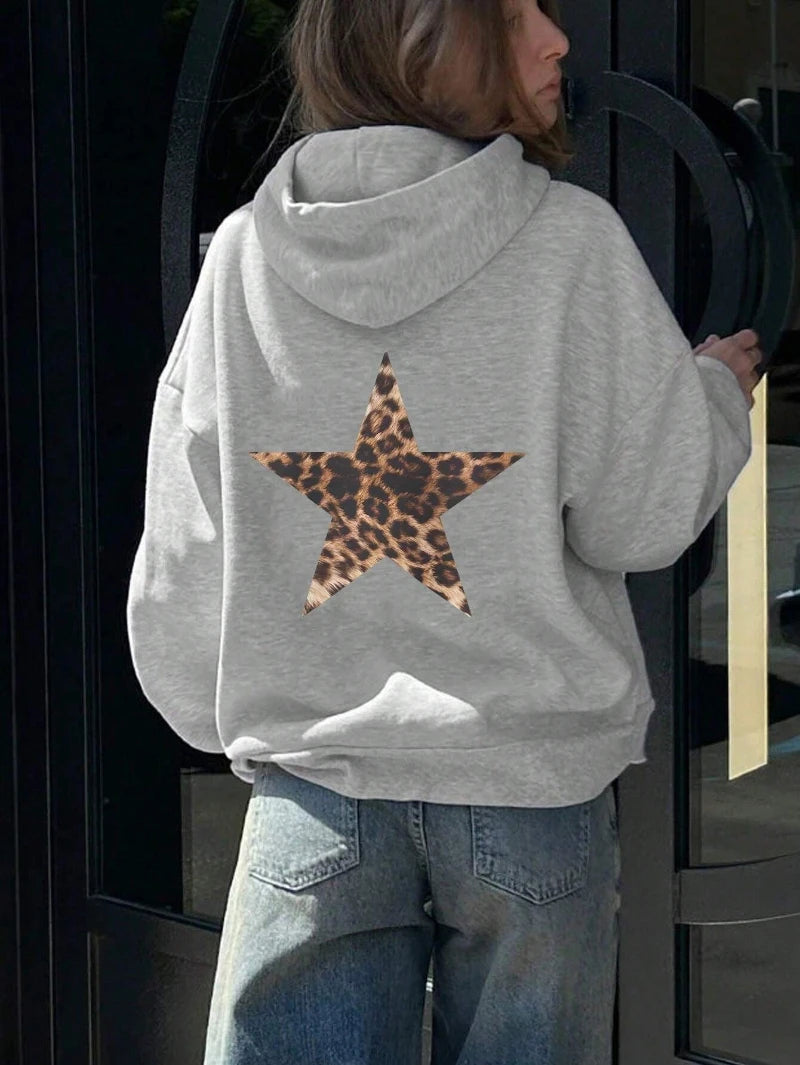 Leopard Print Fleece Hoodie