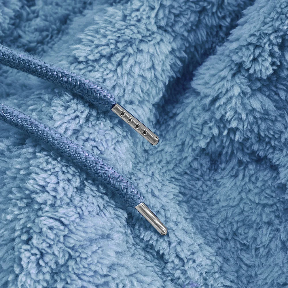 Men Velvet Hooded Pullover Sweater