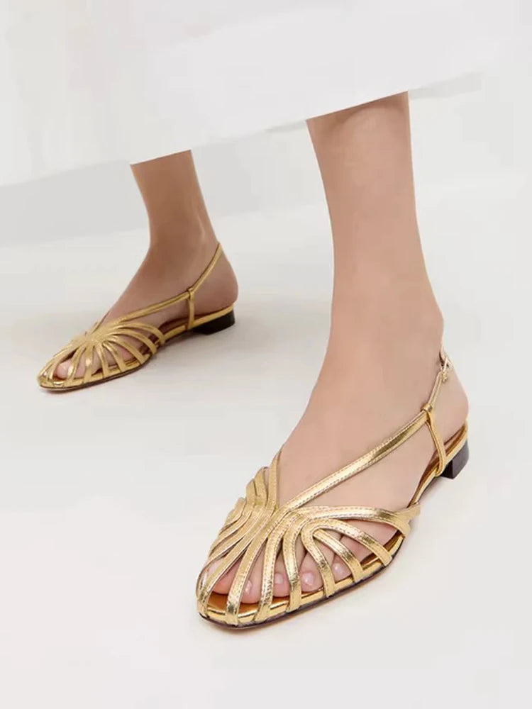Women’s Plus Size Gold Gladiator Sandals