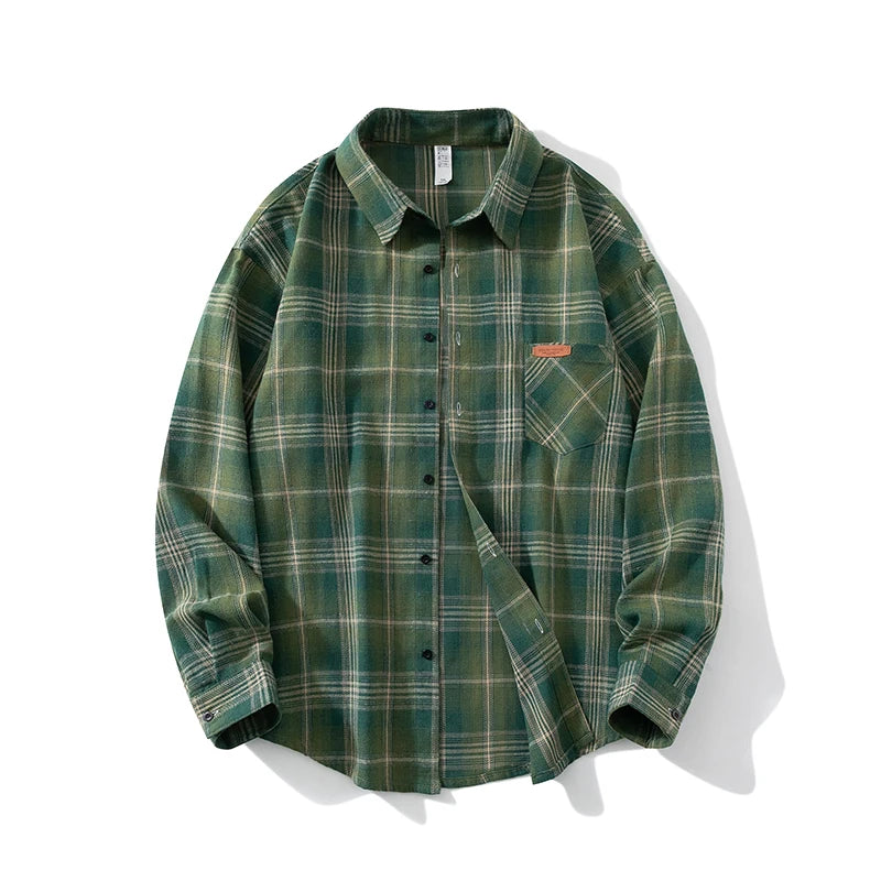 Men Oversized Plaid Shirt