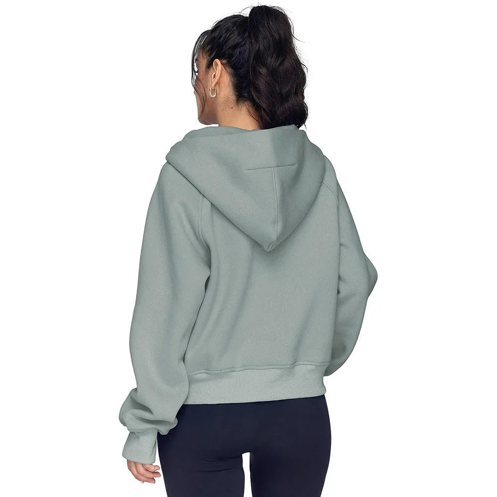 Half Zip Cropped Hoodie