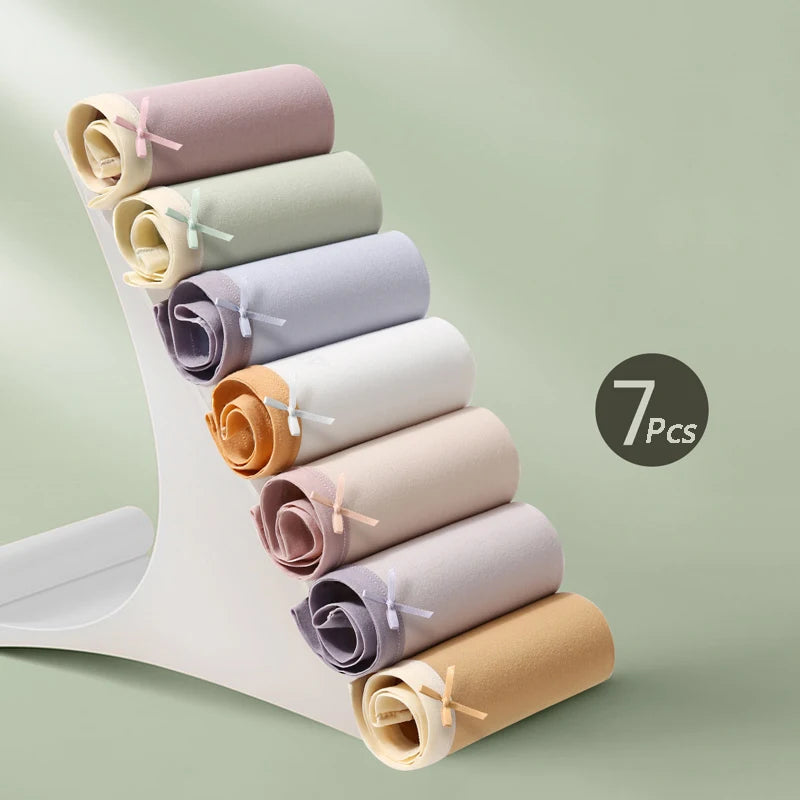 سراويل داخلية نسائية قطنية بفيونكة (7 قطع)