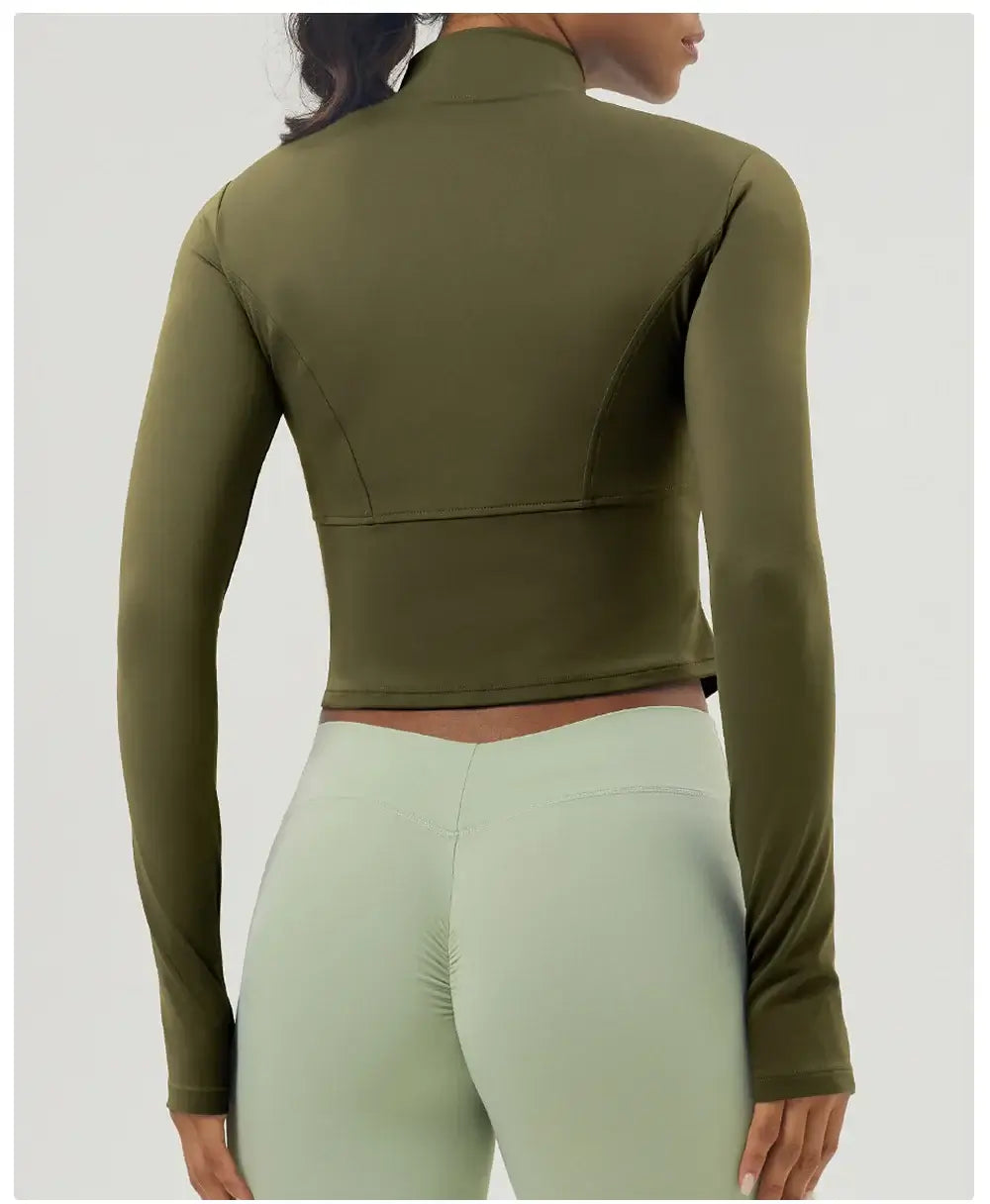 سترة يوجا نسائية بسحاب وقصة ضيقة