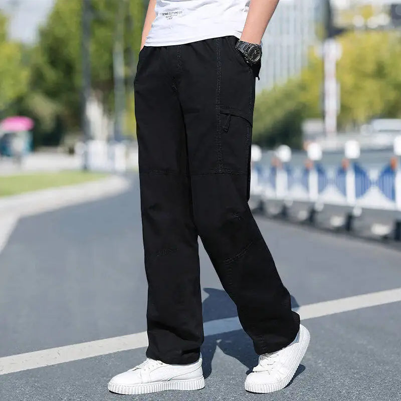 Men's Plus Size Cargo Pants – Black Cotton Joggers