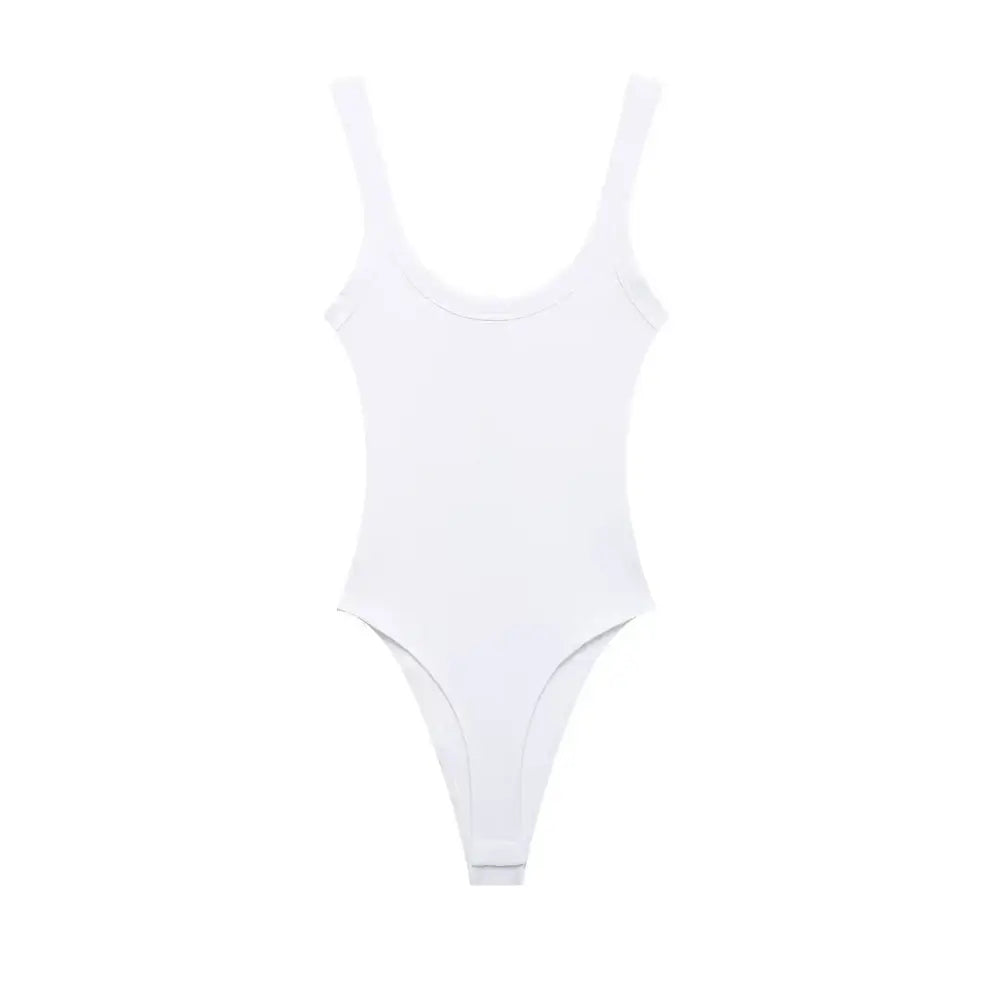 Women Ribbed Strappy Snap Bodysuit