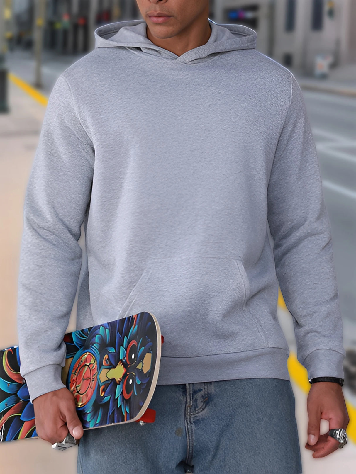 هودي رجالي بمقاسات كبيرة - قصة مريحة مع جيب