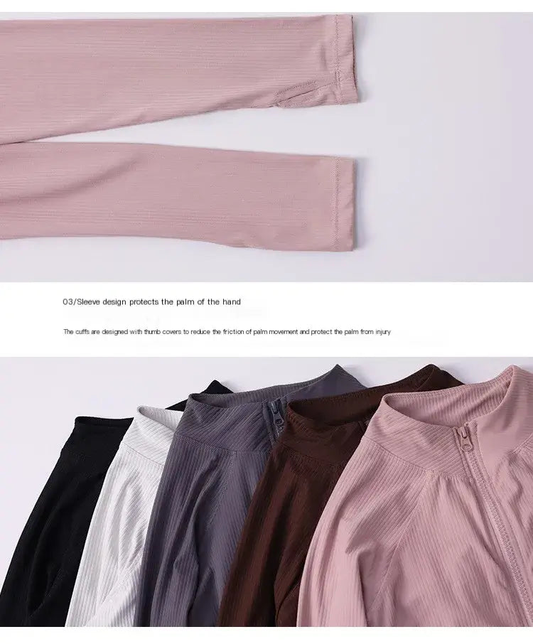 سترة جري نسائية بأكمام طويلة ومزخرفة