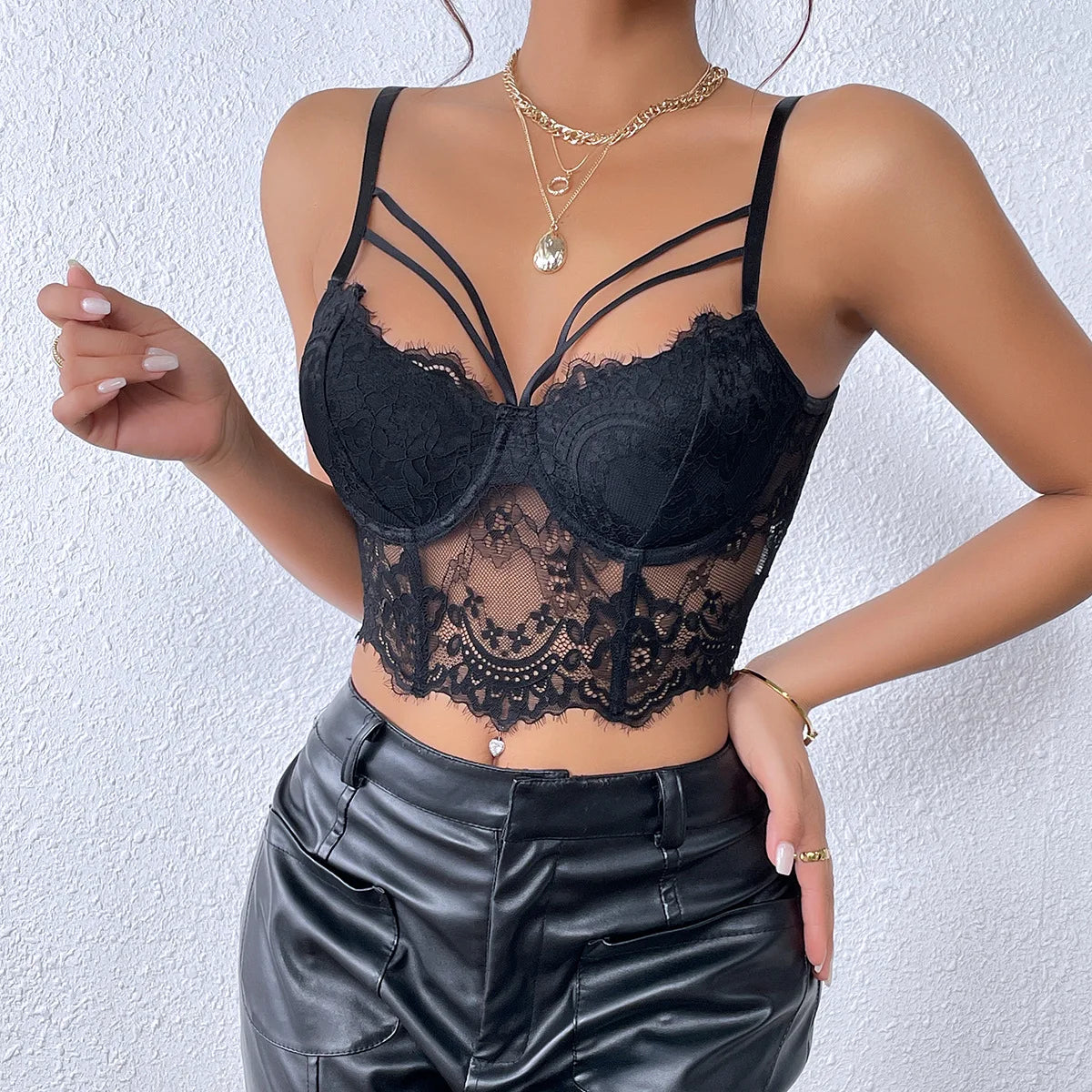 Black Lace Bustier Top