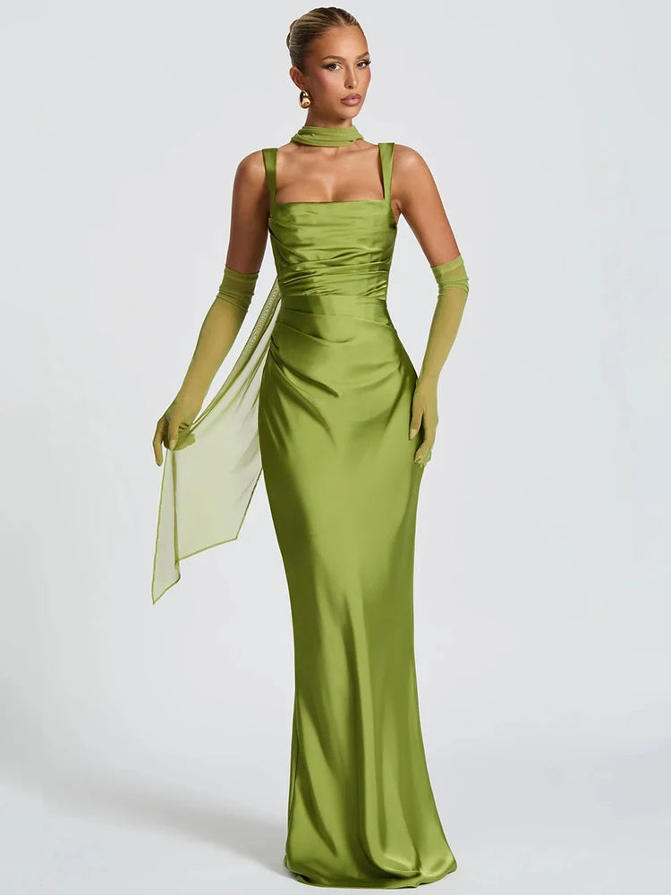 Luxe Satin Halter Evening Gown