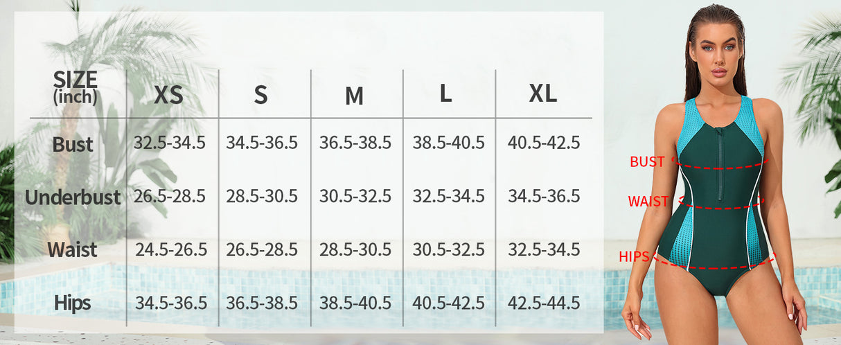 Zipper Racerback Swimsuit