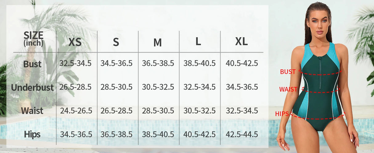 Zipper Racerback Swimsuit