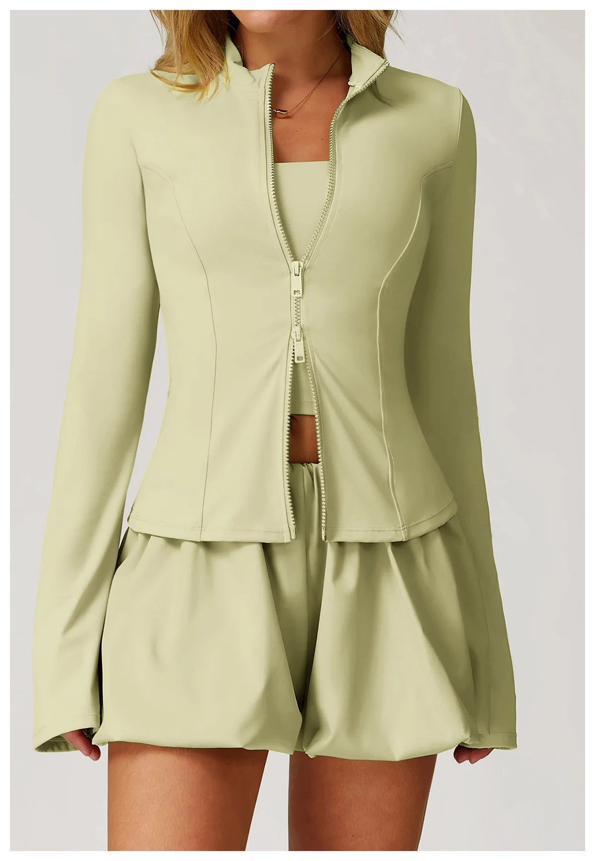 Women's Standing Collar Long Sleeve Yoga Jacket – Summer Training Top