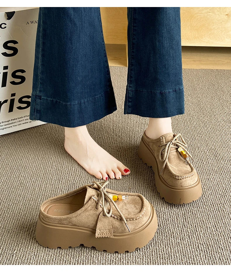 Women’s Retro Platform Half-Slipper Loafers
