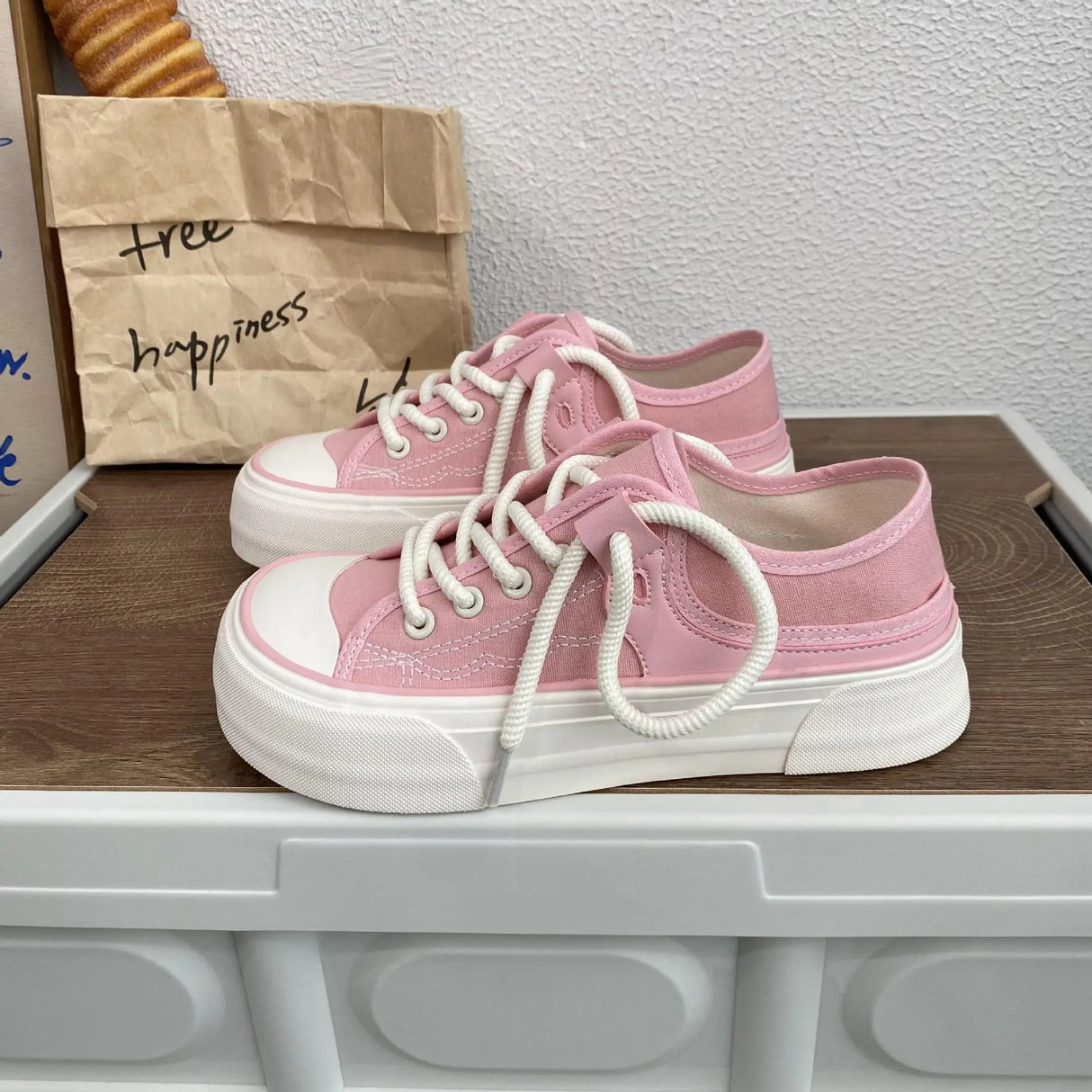 Women Canvas Sneakers Non Slip Lace Up Flats