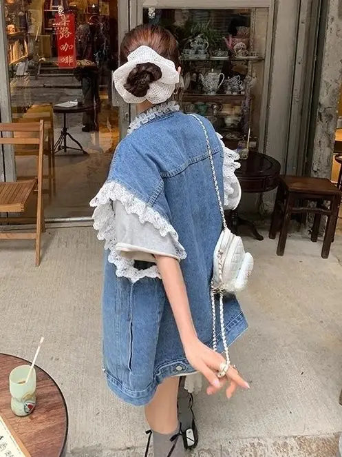 French Lace Denim Jacket