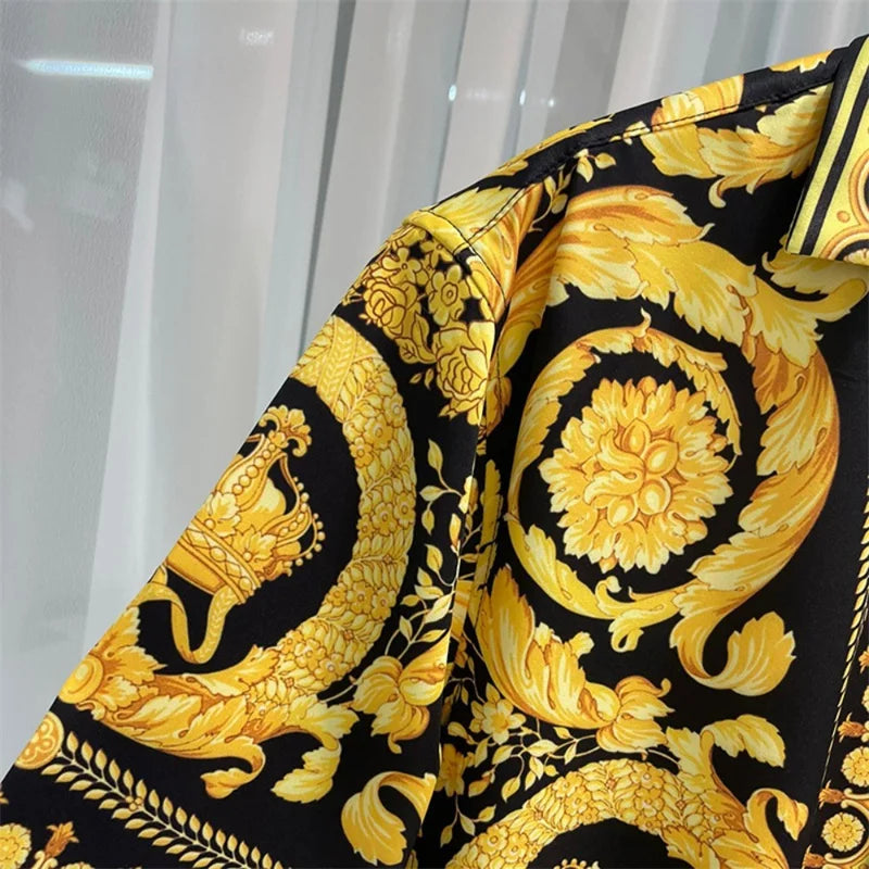 قميص رجالي حرير بأزرار