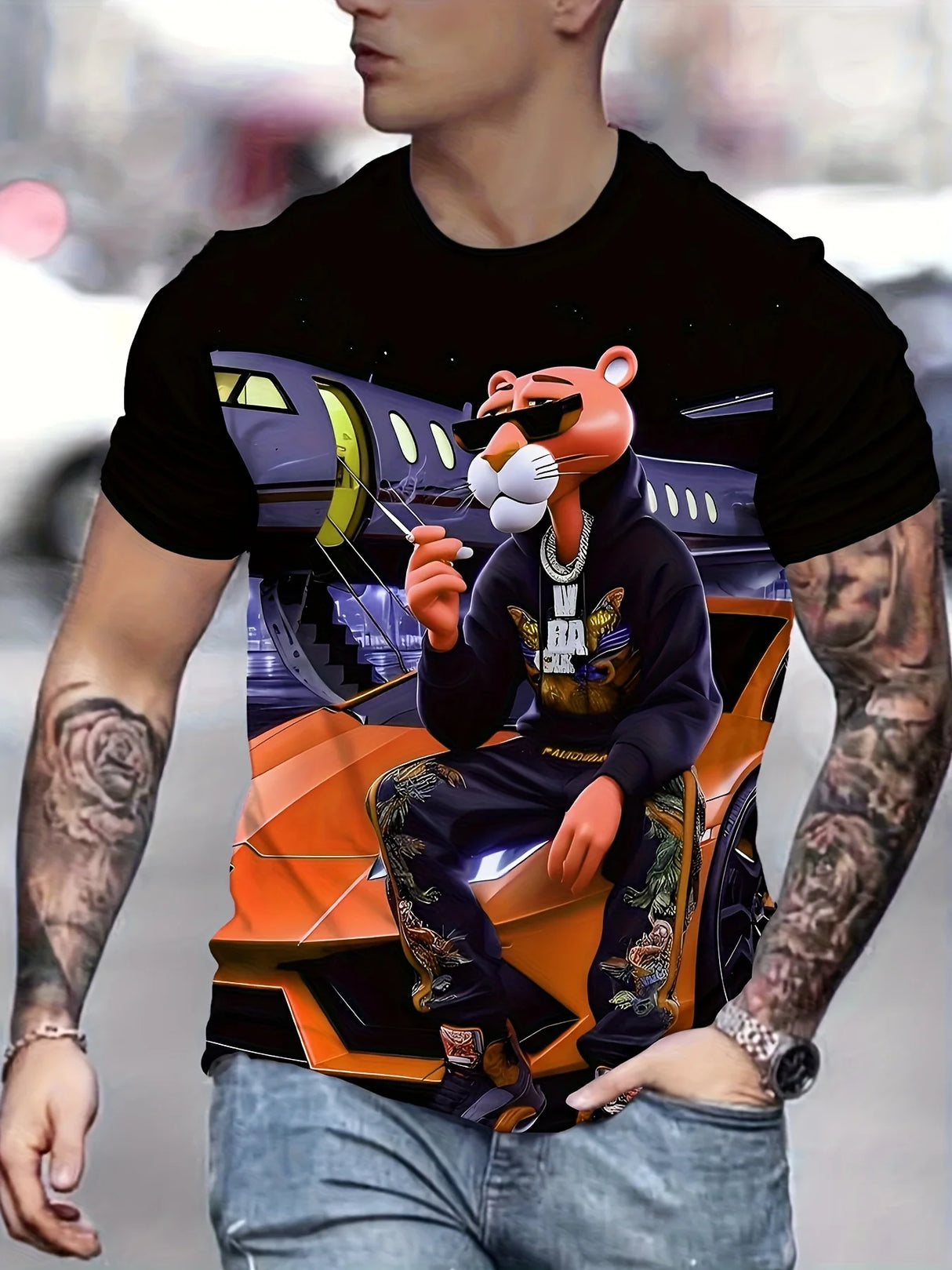 Men's Plus Size Graphic T-Shirt – Cartoon Print