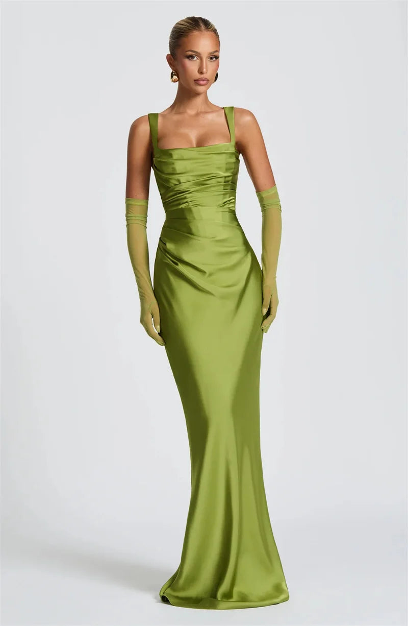 Luxe Satin Halter Evening Gown