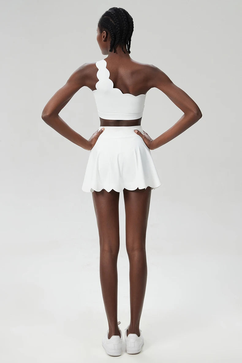 طقم تنورة تنس لياقة بدنية للنساء مكون من 3 قطع